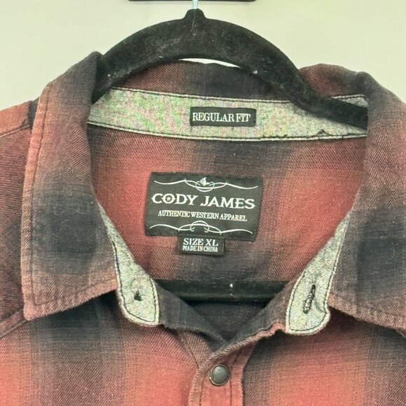 Cody James Men's flannel Plaid Print Long Sleeve Snap Work Shirt Men’s size XL m - Picture 4 of 9